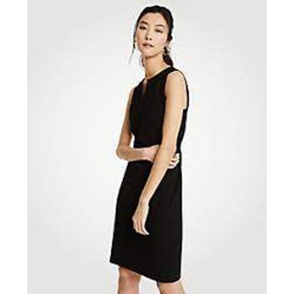 Ann Taylor Dresses & Skirts - Ann Taylor Womens Dress Size 4 Split-Neck Sheath Seasonless Stretch Black NEW